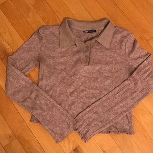 Zara crop sweater beige